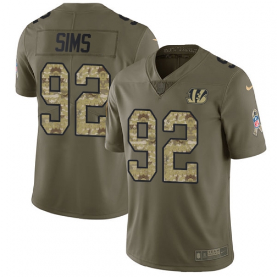 Youth Nike Cincinnati Bengals #92 Pat Sims Limited Olive/Camo 2017 Salute to Service NFL Jersey - Ujersey