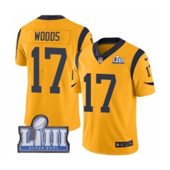 Youth Nike Los Angeles Rams #17 Robert Woods Limited Gold Rush Vapor Untouchable Super Bowl LIII Bound NFL Jersey - Ujersey
