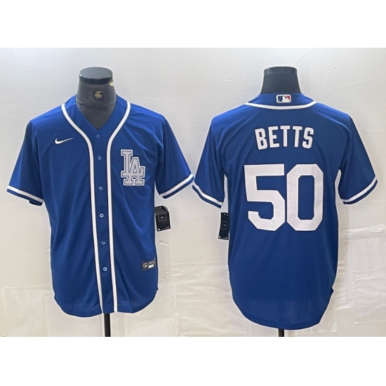Men's Los Angeles Dodgers #50 Mookie Betts Blue Cool Base Stitched Baseball Jersey - Ujersey