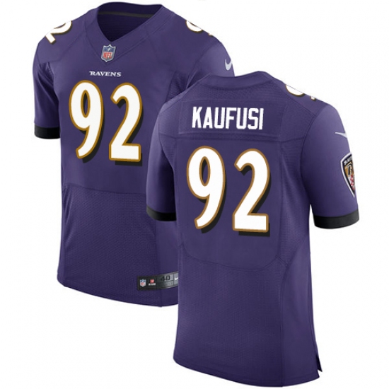Men's Nike Baltimore Ravens #92 Bronson Kaufusi Elite Purple Team Color NFL Jersey - Ujersey