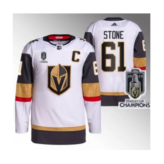 Men's Vegas Golden Knights #61 Mark Stone White 2023 Stanley Cup Champions Stitched Jersey - Ujersey