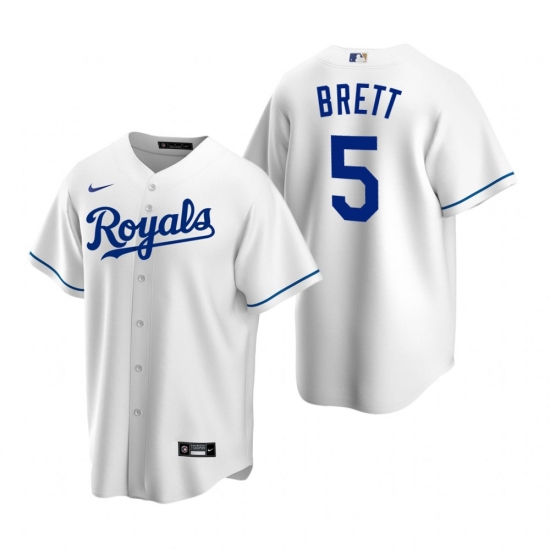 Men's Nike Kansas City Royals #5 George Brett White Home Stitched Baseball Jersey - Ujersey
