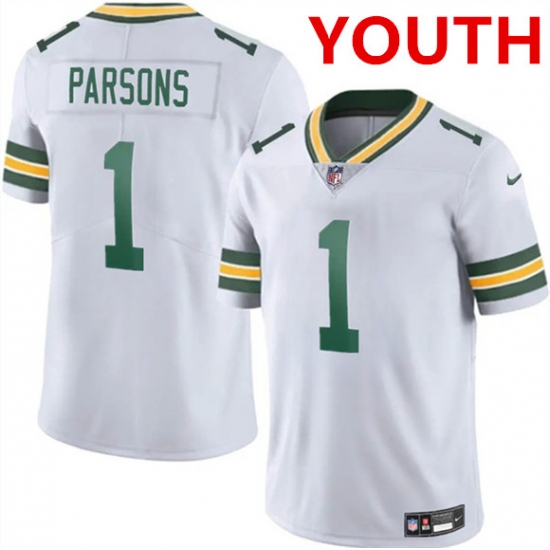 Youth Green Bay Packers #1 Micah Parsons White 2025 Vapor Untouchable Limited Football Stitched Jersey - Ujersey