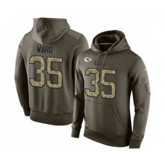 Football Men's Kansas City Chiefs #35 Charvarius Ward Green Salute To Service Pullover Hoodie - Ujersey