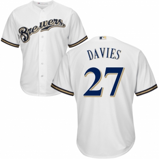 Youth Majestic Milwaukee Brewers #27 Zach Davies Replica Navy Blue Alternate Cool Base MLB Jersey
