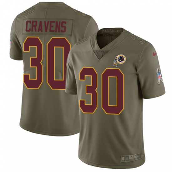 Youth Nike Washington Redskins #30 Su'a Cravens Limited Olive 2017 Salute to Service NFL Jersey