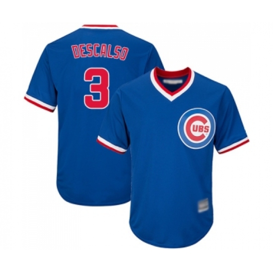 Men's Chicago Cubs #3 Daniel Descalso Replica Royal Blue Cooperstown Cool Base Baseball Jersey - Ujersey