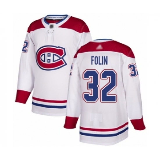 Men's Montreal Canadiens #32 Christian Folin Authentic White Away Hockey Jersey - Ujersey