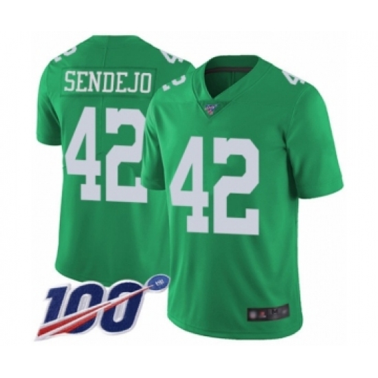 Men's Philadelphia Eagles #42 Andrew Sendejo Limited Green Rush Vapor Untouchable 100th Season Football Jersey - Ujersey