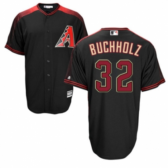 Men's Majestic Arizona Diamondbacks #32 Clay Buchholz Replica Black/Brick Alternate Home Cool Base MLB Jersey - Ujersey