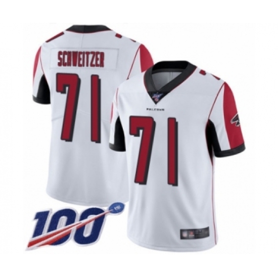 Men's Atlanta Falcons #71 Wes Schweitzer White Vapor Untouchable Limited Player 100th Season Football Jersey - Ujersey