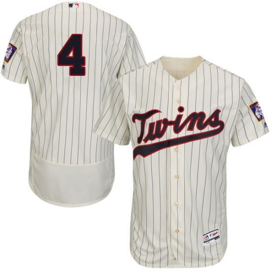 Men's Majestic Minnesota Twins #4 Paul Molitor Authentic Cream Alternate Flex Base Authentic Collection MLB Jersey - Ujersey