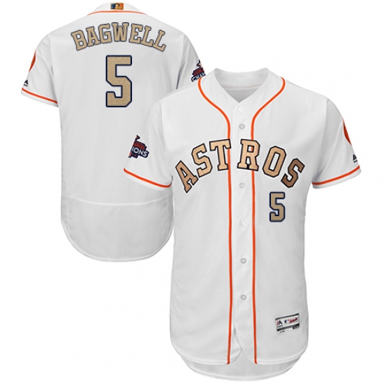 Men's Majestic Houston Astros #5 Jeff Bagwell White 2018 Gold Program Flex Base Authentic Collection MLB Jersey - Ujersey