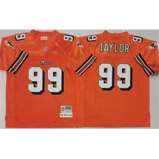 Men's Miami Dolphins #99 Jason Taylor Orange Throwback Stitched Football Jersey - Ujersey