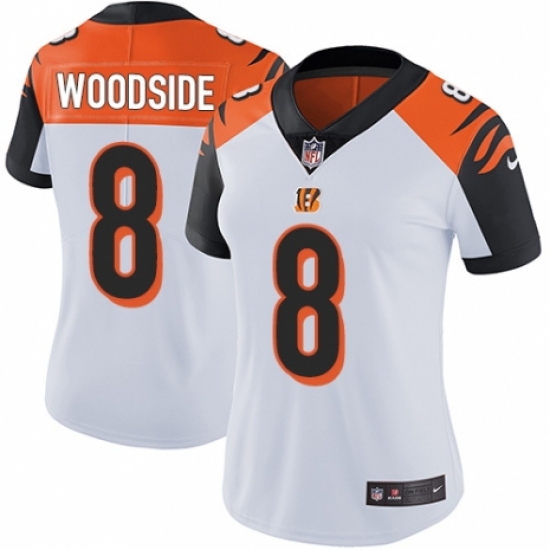 Women's Nike Cincinnati Bengals #8 Logan Woodside White Vapor Untouchable Limited Player NFL Jersey - Ujersey