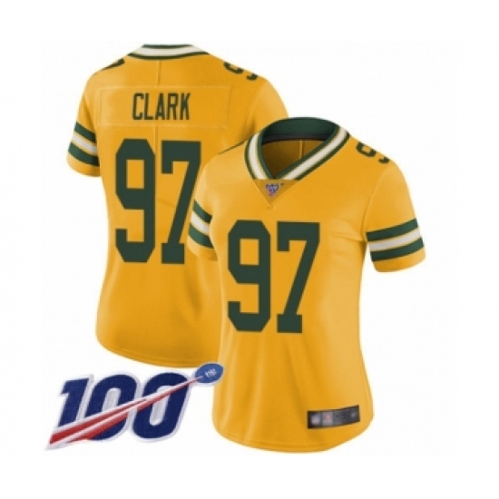 Women's Green Bay Packers #97 Kenny Clark Limited Gold Rush Vapor Untouchable 100th Season Football Jersey - Ujersey