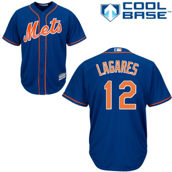 Youth Majestic New York Mets #12 Juan Lagares Authentic Royal Blue Alternate Home Cool Base MLB Jersey - Ujersey