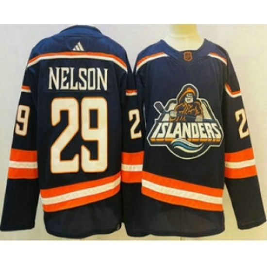 Men's New York Islanders #29 Brock Nelson Blue 2022 Reverse Retro Stitched Jersey - Ujersey