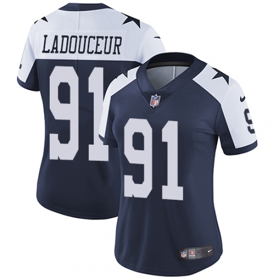 Women's Nike Dallas Cowboys #91 L. P. Ladouceur Navy Blue Throwback Alternate Vapor Untouchable Limited Player NFL Jersey - Ujersey