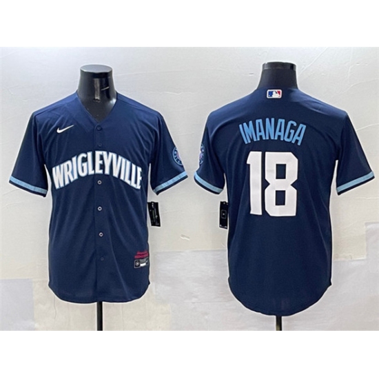 Men's Chicago Cubs #18 Shota Imanaga Navy City Connect Stitched Baseball Jersey - Ujersey