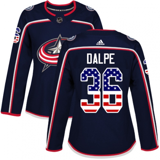 Women's Adidas Columbus Blue Jackets #36 Zac Dalpe Authentic Navy Blue USA Flag Fashion NHL Jersey - Ujersey