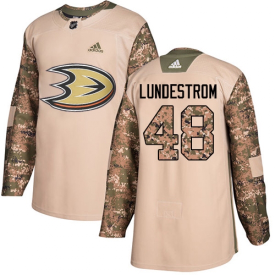 Youth Adidas Anaheim Ducks #48 Isac Lundestrom Authentic Camo Veterans Day Practice NHL Jersey - Ujersey