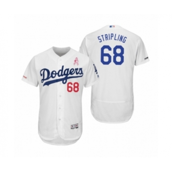 Men's Ross Stripling Los Angeles Dodgers #68 White 2019 Mothers Day Flex Base Home Jersey - Ujersey