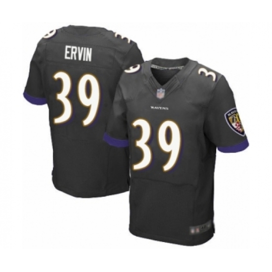 Men's Baltimore Ravens #39 Tyler Ervin Elite Black Alternate Football Jersey - Ujersey