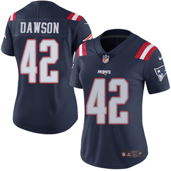 Women's Nike New England Patriots #42 Duke Dawson Limited Navy Blue Rush Vapor Untouchable NFL Jersey - Ujersey