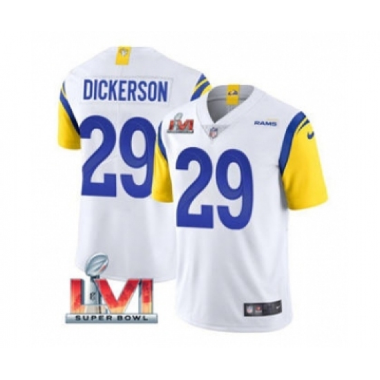 Men's Los Angeles Rams #29 Eric Dickerson White 2022 Super Bowl LVI Vapor Limited Stitched Jersey - Ujersey