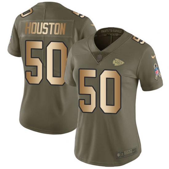 Women's Nike Kansas City Chiefs #50 Justin Houston Limited Olive/Gold 2017 Salute to Service NFL Jersey - Ujersey