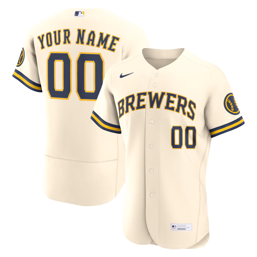 Men's Milwaukee Brewers Nike Cream Home Authentic Custom Jersey - Ujersey NHL