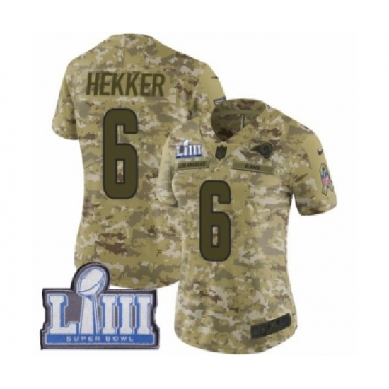 Women's Nike Los Angeles Rams #6 Johnny Hekker Limited Camo 2018 Salute to Service Super Bowl LIII Bound NFL Jersey - Ujersey