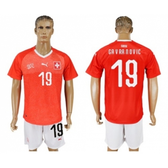 Switzerland #19 Gavranovic Red Home Soccer Country Jersey