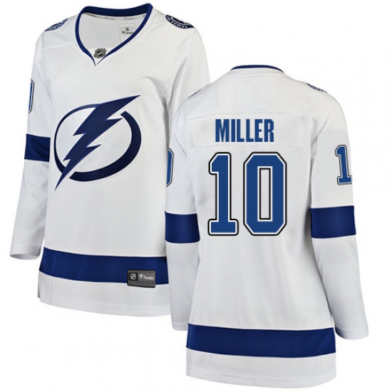 Women's Tampa Bay Lightning #10 J.T. Miller Fanatics Branded White Away Breakaway NHL Jersey - Ujersey