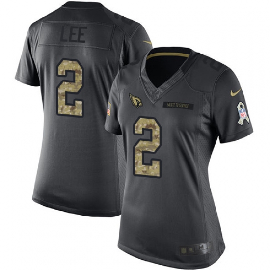 Women's Nike Arizona Cardinals #2 Andy Lee Limited Black 2016 Salute to Service NFL Jersey - Ujersey