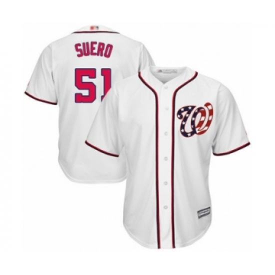 Youth Washington Nationals #51 Wander Suero Authentic White Home Cool Base Baseball Player Jersey - Ujersey