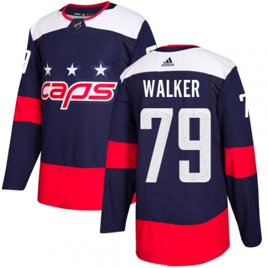 Youth Adidas Washington Capitals #79 Nathan Walker Authentic Navy Blue 2018 Stadium Series NHL Jersey