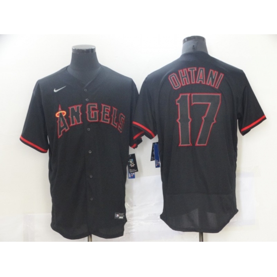 Men's Nike Los Angeles Angels of Anaheim #17 Shohei Ohtani Showtime Authentic Black Jersey - Ujersey