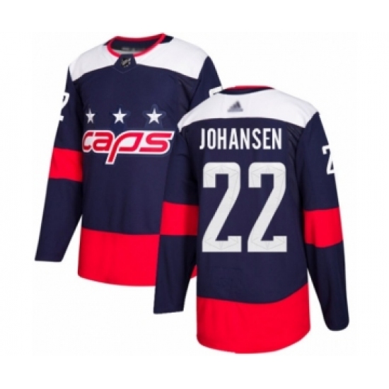 Men's Washington Capitals #22 Lucas Johansen Authentic Navy Blue 2018 Stadium Series Hockey Jersey - Ujersey