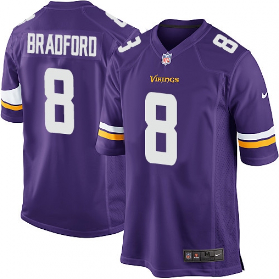 Men's Nike Minnesota Vikings #8 Sam Bradford Game Purple Team Color NFL Jersey - Ujersey