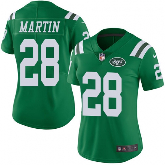 Women's Nike New York Jets #28 Curtis Martin Limited Green Rush Vapor Untouchable NFL Jersey - Ujersey