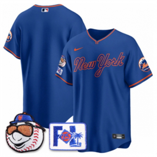 Men's New York Mets Blank Royal 2025 Spring Training Stitched Baseball Jersey - Ujersey