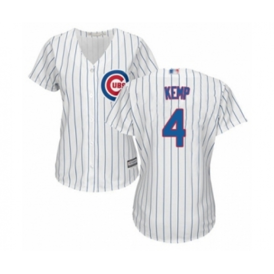Women's Chicago Cubs #4 Tony Kemp Authentic White Home Cool Base Baseball Player Jersey - Ujersey