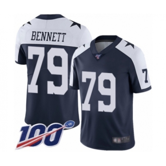 Men's Dallas Cowboys #79 Michael Bennett Navy Blue Throwback Alternate Vapor Untouchable Limited Player 100th Season Football Jersey