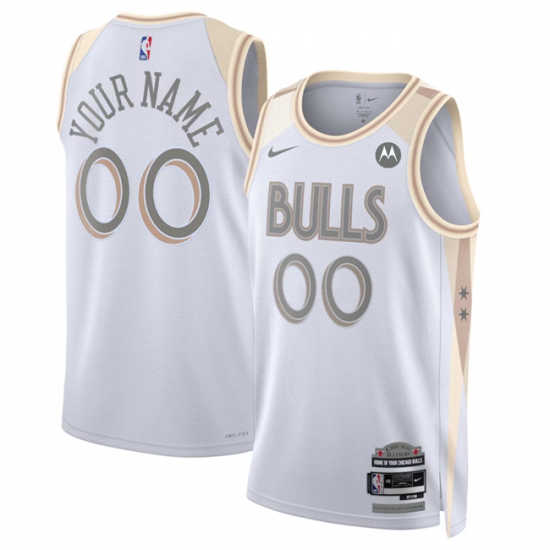 Men's Chicago Bulls Active Player Custom White 2024-25 City Edition Stitched Basketball Jersey - Ujersey