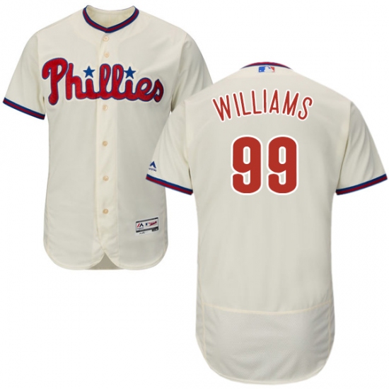 Men's Majestic Philadelphia Phillies #99 Mitch Williams Cream Alternate Flex Base Authentic Collection MLB Jersey - Ujersey