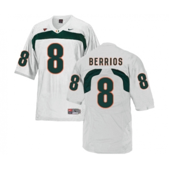 Miami Hurricanes 8 Braxton Berrios White College Football Jersey - Ujersey