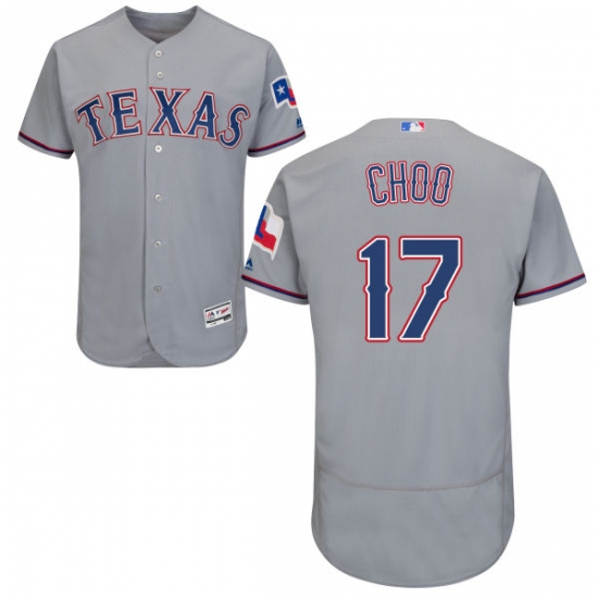 Men's Majestic Texas Rangers #17 Shin-Soo Choo Grey Road Flex Base Authentic Collection MLB Jersey - Ujersey