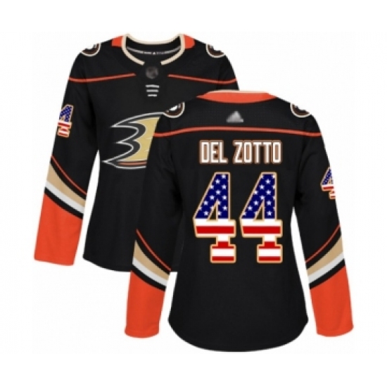 Women's Anaheim Ducks #44 Michael Del Zotto Authentic Black USA Flag Fashion Hockey Jersey - Ujersey